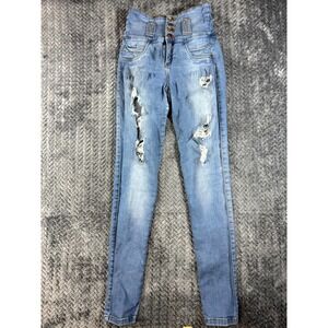 Gales‎ Jeans Womens 10 Blue Denim Cotton Stretch Distressed Casual Skinny Leg